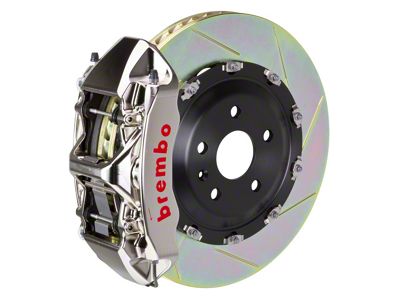 Brembo GT-R Series 6-Piston Front Big Brake Kit with 380x34mm 2-Piece Type 1 Slotted Rotors; Nickel Plated Calipers (20-25 Corvette C8 Stingray)