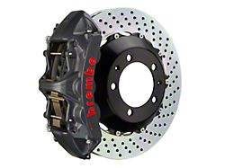 Brembo GT-S Series 6-Piston Front Big Brake Kit with 380x32mm 2-Piece Cross Drilled Rotors; Black Hard Anodized Calipers (20-26 Corvette C8 Stingray)