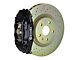 Brembo GT Series 4-Piston Front Big Brake Kit with 14-Inch 1-Piece Cross Drilled Rotors; Black Calipers (05-13 Corvette C6, Excluding Grand Sport & Z06)