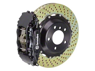 Brembo GT Series 4-Piston Front Big Brake Kit with 14-Inch 2-Piece Cross Drilled Rotors; Black Calipers (05-13 Corvette C6, Excluding Grand Sport & Z06)