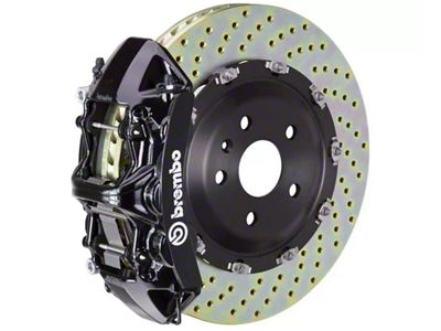 Brembo GT Series 6-Piston Front Big Brake Kit with 14.40-Inch 2-Piece Cross Drilled Rotors; Black Calipers (06-13 Corvette C6 Grand Sport & Z06 w/o Carbon Ceramic Brakes)