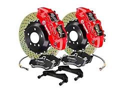Brembo GT Series 6-Piston Front Big Brake Kit with 15-Inch 2-Piece Cross Drilled Rotors; Red Calipers (14-19 Corvette C7, Excluding Grand Sport & Z06)