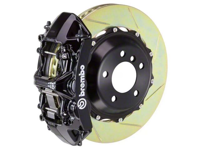 Brembo GT Series 6-Piston Front Big Brake Kit with 15-Inch 2-Piece Type 1 Slotted Rotors; Black Calipers (14-19 Corvette C7, Excluding Grand Sport & Z06)