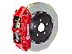 Brembo GT Series 6-Piston Front Big Brake Kit with 15-Inch 2-Piece Type 1 Slotted Rotors; Red Calipers (06-13 Corvette C6 Grand Sport & Z06 w/o Carbon Ceramic Brakes)