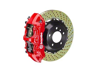 Brembo GT Series 6-Piston Front Big Brake Kit with 380x32mm 2-Piece Cross Drilled Rotors; Red Calipers (20-24 Corvette C8, Excluding Z06)
