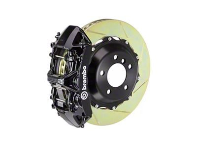 Brembo GT Series 6-Piston Front Big Brake Kit with 380x32mm 2-Piece Type 1 Slotted Rotors; Black Calipers (20-24 Corvette C8, Excluding Z06)