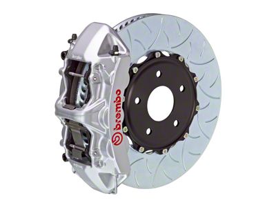 Brembo GT Series 6-Piston Front Big Brake Kit with 13.80-Inch 2-Piece Type 3 Slotted Rotors; Silver Calipers (20-25 Corvette C8 Stingray)