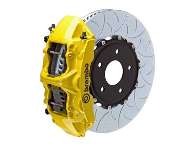 Brembo GT Series 6-Piston Front Big Brake Kit with 13.80-Inch 2-Piece Type 3 Slotted Rotors; Yellow Calipers (20-25 Corvette C8 Stingray)