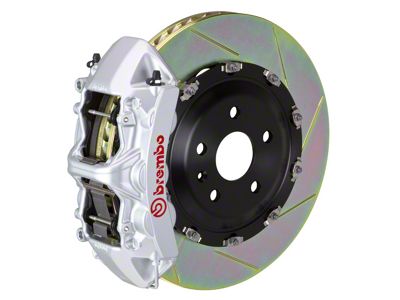 Brembo GT Series 6-Piston Front Big Brake Kit with 380x34mm 2-Piece Type 1 Slotted Rotors; Silver Calipers (20-25 Corvette C8 Stingray)