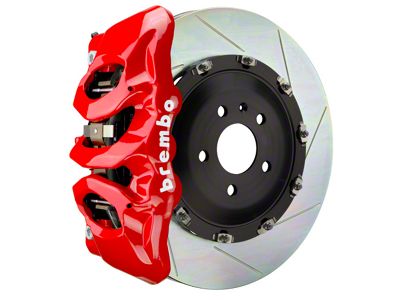 Brembo GT Series 6-Piston Front Big Brake Kit with 380x34mm 2-Piece Type 1 Slotted Rotors; Fluorescent Yellow Calipers (20-25 Corvette C8 Stingray)