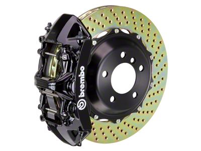 Brembo GT Series 6-Piston Rear Big Brake Kit with 380x32mm 2-Piece Cross Drilled Rotors; Black Calipers (20-25 Corvette C8 Stingray)