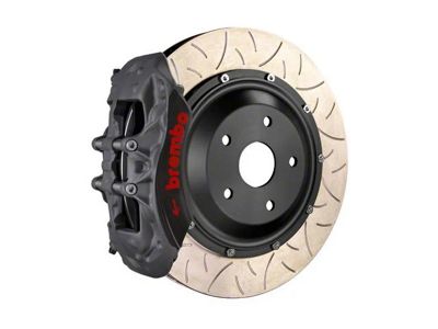 Brembo Race Series 6-Piston Rear Big Brake Kit with 380x32mm 2-Piece Type 3 Full-Float Cross Drilled Rotors; Black Hard Anodized Calipers (20-26 Corvette C8 Stingray)