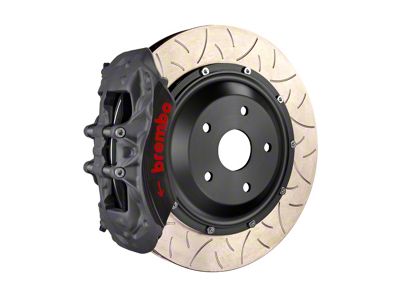 Brembo Race Series 6-Piston Rear Big Brake Kit with 380x32mm 2-Piece Type 3 Semi-Float Cross Drilled Rotors; Black Hard Anodized Calipers (20-25 Corvette C8 Stingray)
