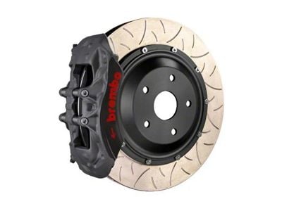 Brembo Race Series 6-Piston Rear Big Brake Kit with 380x32mm 2-Piece Type 5 Zinc Cross Drilled Rotors; Black Hard Anodized Calipers (20-26 Corvette C8 Stingray)
