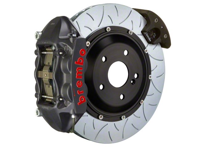 Brembo GT-S Series 4-Piston Rear Big Brake Kit with 15-Inch 2-Piece Type 3 Slotted Rotors; Black Hard Anodized Calipers (15-23 Mustang GT, EcoBoost, V6)