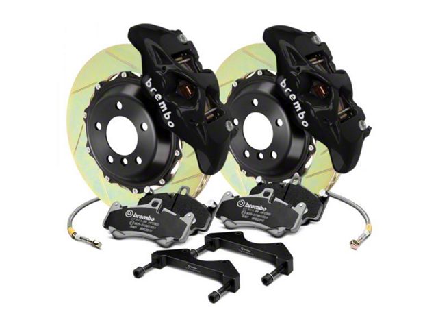 Brembo GT Series 4-Piston Rear Big Brake Kit with 15-Inch 2-Piece Type 1 Slotted Rotors; Black Calipers (15-23 Mustang GT, EcoBoost, V6)