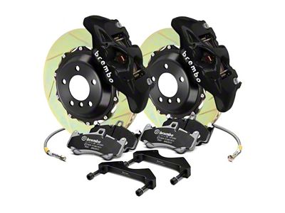 Brembo GT Series 4-Piston Rear Big Brake Kit with 15-Inch 2-Piece Type 1 Slotted Rotors; Black Calipers (15-23 Mustang GT, EcoBoost, V6)