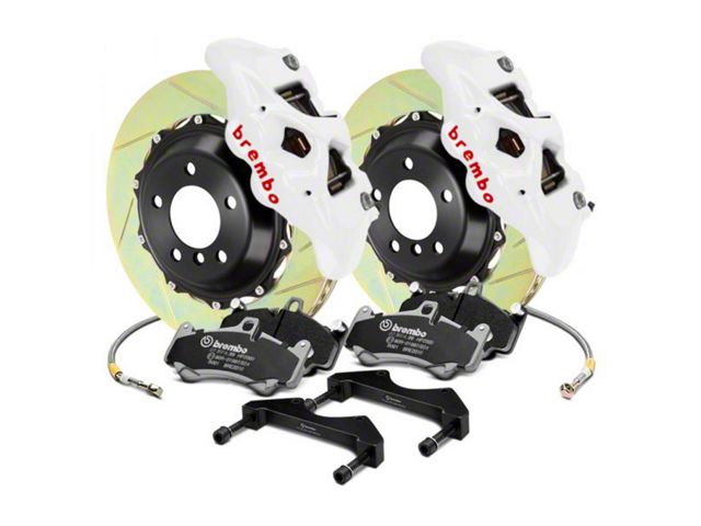 Brembo GT Series 4-Piston Rear Big Brake Kit with 15-Inch 2-Piece Type 1 Slotted Rotors; White Calipers (15-23 Mustang GT, EcoBoost, V6)
