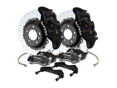 Brembo GT Series 4-Piston Rear Big Brake Kit with 15-Inch 2-Piece Type 3 Slotted Rotors; Black Calipers (15-23 Mustang GT, EcoBoost, V6)