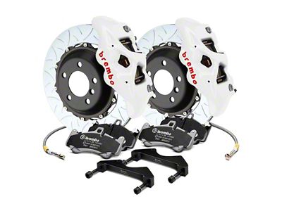 Brembo GT Series 4-Piston Rear Big Brake Kit with 15-Inch 2-Piece Type 3 Slotted Rotors; White Calipers (15-23 Mustang GT, EcoBoost, V6)