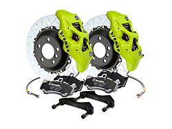 Brembo GT Series 4-Piston Rear Big Brake Kit with 15-Inch 2-Piece Type 3 Slotted Rotors; Fluorescent Yellow Calipers (15-23 Mustang GT, EcoBoost, V6)
