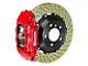Brembo GT Series 4-Piston Front Big Brake Kit with 14-Inch 2-Piece Cross Drilled Rotors; Red Calipers (05-14 Mustang GT w/o Performance Pack, V6)