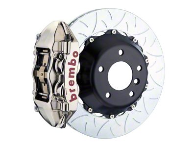Brembo GT Series 4-Piston Rear Big Brake Kit with 15-Inch 2-Piece Type 3 Slotted Rotors; Nickel Plated Calipers (15-23 Mustang GT, EcoBoost, V6)
