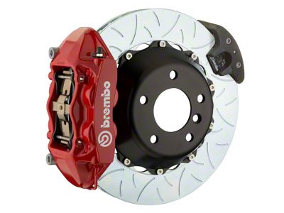 Brembo GT Series 4-Piston Rear Big Brake Kit with 15-Inch 2-Piece Type 3 Slotted Rotors; Red Calipers (15-23 Mustang GT, EcoBoost, V6)