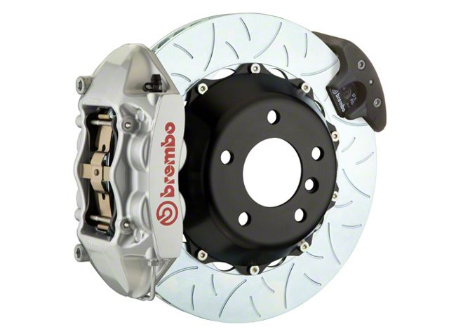 Brembo GT Series 4-Piston Rear Big Brake Kit with 15-Inch 2-Piece Type 3 Slotted Rotors; Silver Calipers (15-23 Mustang GT, EcoBoost, V6)