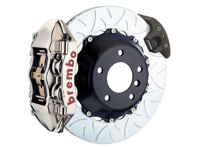 Brembo GT Series 4-Piston Rear Big Brake Kit with 15-Inch 2-Piece Type 3 Slotted Rotors; Nickel Plated Calipers (15-23 Mustang GT, EcoBoost, V6)