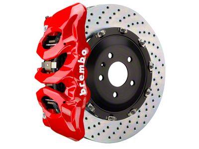 Brembo GT Series 6-Piston Front Big Brake Kit with 15-Inch 2-Piece Cross Drilled Rotors; Red Calipers (15-23 Mustang GT, EcoBoost, V6)