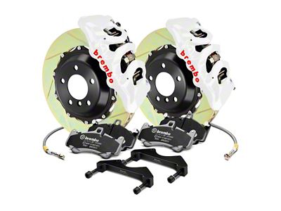 Brembo GT Series 6-Piston Front Big Brake Kit with 15-Inch 2-Piece Type 1 Slotted Rotors; White Calipers (15-23 Mustang GT, EcoBoost, V6)