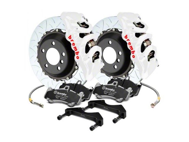 Brembo GT Series 6-Piston Front Big Brake Kit with 15-Inch 2-Piece Type 3 Slotted Rotors; White Calipers (15-23 Mustang GT, EcoBoost, V6)