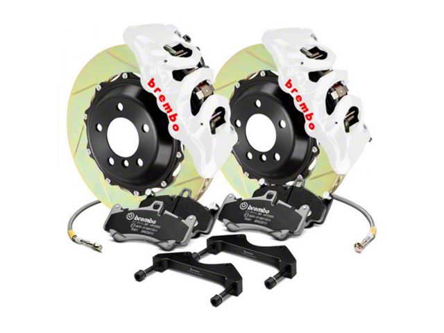 Brembo GT Series 6-Piston Front Big Brake Kit with 15.90-Inch 2-Piece Type 1 Slotted Rotors; White Calipers (15-23 Mustang GT)
