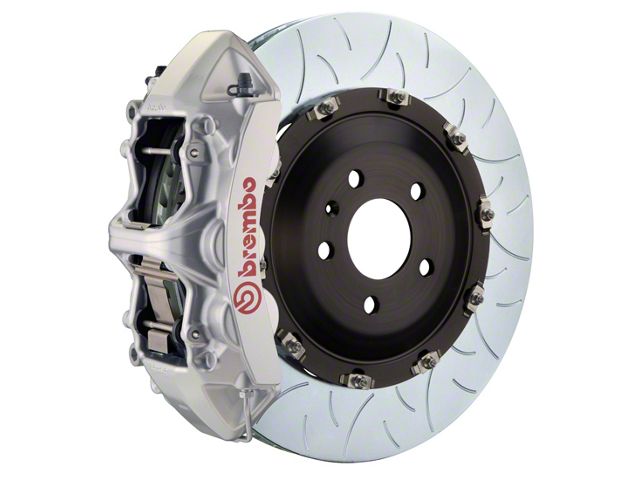Brembo GT Series 6-Piston Front Big Brake Kit with 15.90-Inch 2-Piece Type 3 Slotted Rotors; Silver Calipers (15-23 Mustang GT)