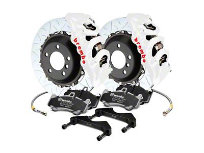 Brembo GT Series 6-Piston Front Big Brake Kit with 15.90-Inch 2-Piece Type 3 Slotted Rotors; White Calipers (15-23 Mustang GT)