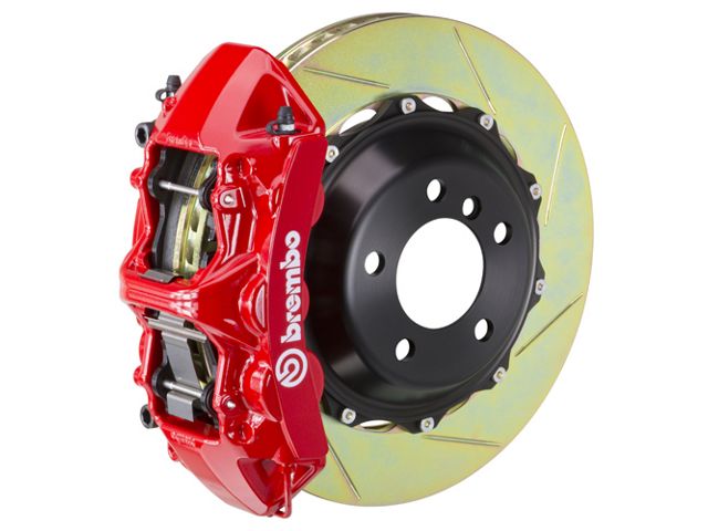 Brembo GT Series 6-Piston Front Big Brake Kit with 14-Inch 2-Piece Type 1 Slotted Rotors; Red Calipers (94-04 Mustang)