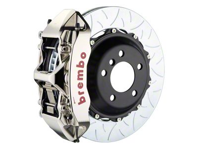 Brembo GT Series 6-Piston Front Big Brake Kit with 14-Inch 2-Piece Type 3 Slotted Rotors; Nickel Plated Calipers (05-14 Mustang GT w/o Performance Pack, V6)