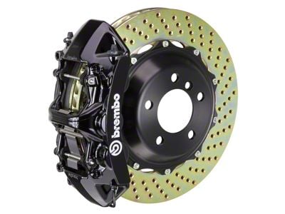 Brembo GT Series 6-Piston Front Big Brake Kit with 15-Inch 2-Piece Cross Drilled Rotors; Black Calipers (05-14 Mustang GT w/o Performance Pack, V6)