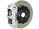 Brembo GT Series 6-Piston Front Big Brake Kit with 15-Inch 2-Piece Cross Drilled Rotors; Silver Calipers (15-23 Mustang GT, EcoBoost, V6)