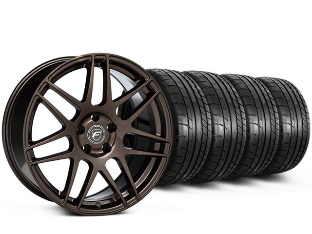 Staggered Forgestar F14 Bronze Burst Wheel and Mickey Thompson Tire Kit; 19x9/10 (15-23 Mustang GT, EcoBoost, V6)