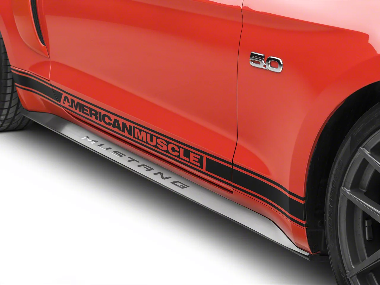 SpeedForm Mustang Brushed Stainless Side Skirt Overlays with