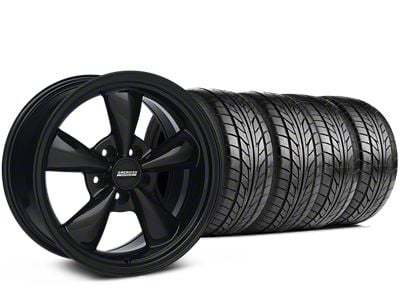 Bullitt Solid Black Wheel & NITTO G2 Tire Kit; 17x9 (87-93 Mustang w/ 5-Lug Conversion)