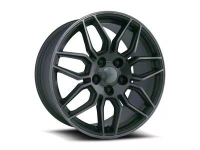 C8 ZO6 Replica Satin Titanium Grey Machine Face Wheel; Front Only; 18x8.5; 54mm Offset (05-13 Corvette C6 Base)