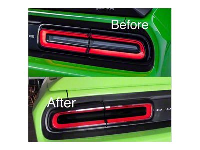 Rear Tail Light Blackout Overlay Kit; Dark Smoked (15-23 Challenger)