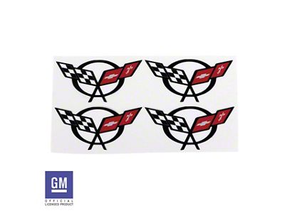 Aftermarket Wheel Center Cap Vinyl Decals; Cross Flags (97-04 Corvette C5)