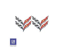 Aftermarket Wheel Center Cap Vinyl Decals; Cross Flags (14-19 Corvette C7)