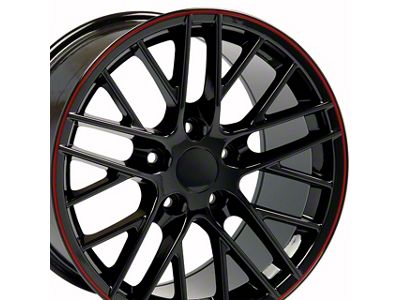 C6 ZR1 Style Gloss Black Wheel; Front Only; 18x8.5; 56mm Offset (97-04 Corvette C5)