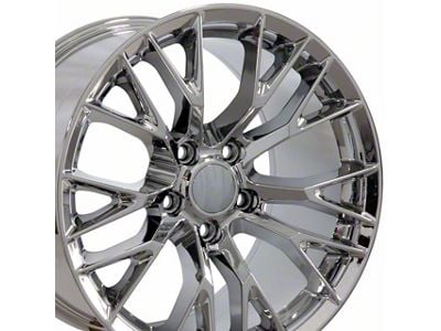 C7 Z06 Style Chrome Wheel; Front Only; 18x8.5; 56mm Offset (97-04 Corvette C5)