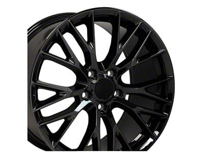 C7 Z06 Style Gloss Black Wheel; Front Only; 18x8.5; 56mm Offset (97-04 Corvette C5)